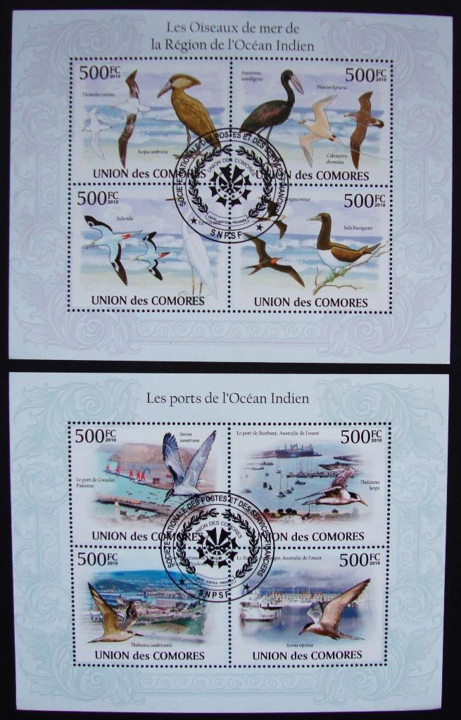 - 657 - 2 Blokken met Vogels v. d. Indische Oceaan., Verzenden, Gestempeld, Dier of Natuur