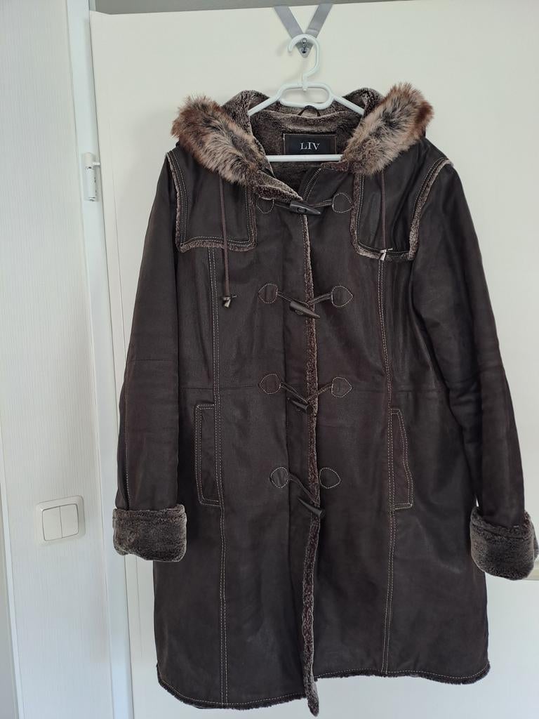 Lederen damesjas, Ophalen, Zo goed als nieuw, Maat 46/48 (XL) of groter, Zwart