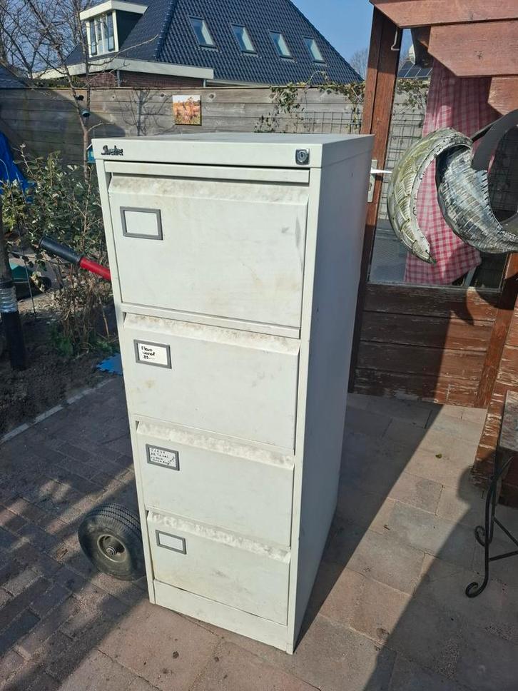 Metalen ladekast met 4 laden - Gebruikt, Huis en Inrichting, Kasten | Ladekasten, Gebruikt, 100 tot 150 cm, Minder dan 50 cm, 50 tot 75 cm