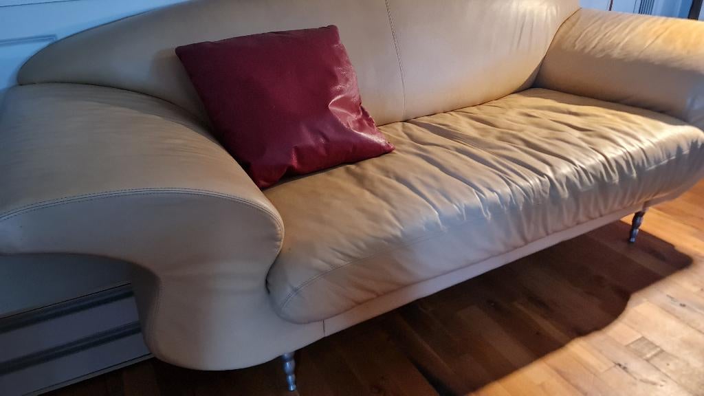 2 1/2 zits bank retro vintage, Ophalen, Gebruikt, Tweepersoons, Rechte bank