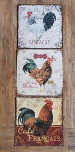 Metalen vintage borden met hanen, Ophalen of Verzenden