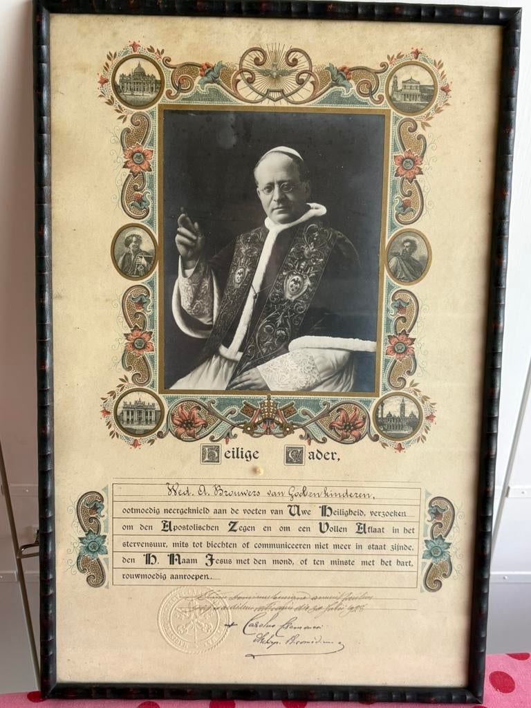 Antiek religie 1928 pauselijke apostolische zegen aflaat, Ophalen of Verzenden