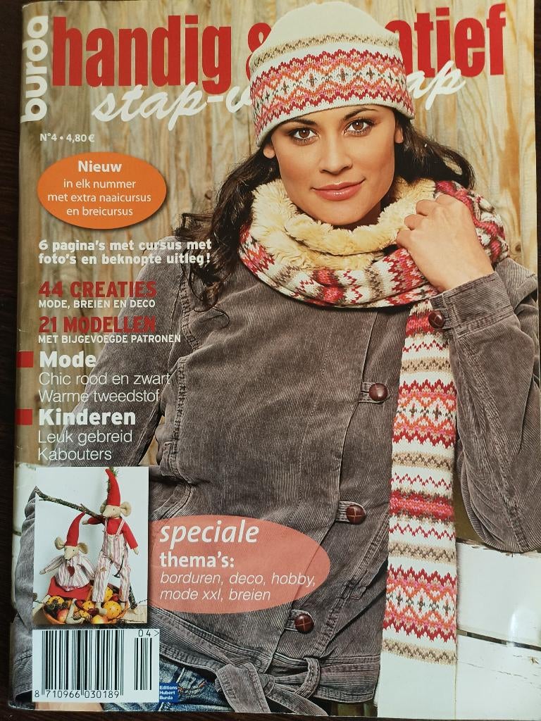 Burda handig en creatief nr 4 brei een Noorse trui, Boeken, Ophalen of Verzenden, Zo goed als nieuw, Breien en Haken, Burda