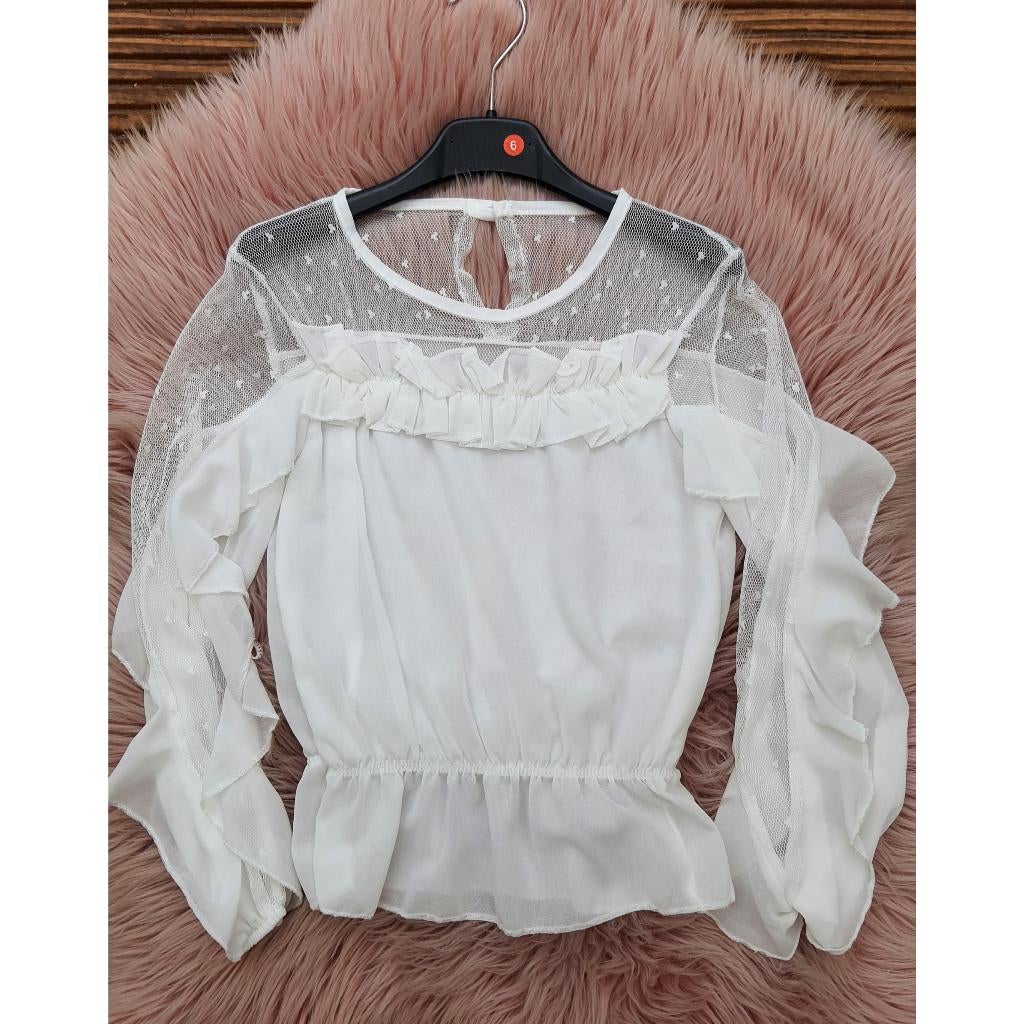 Blouse - wit mt 158/164, Kinderen en Baby's, Kinderkleding | Maat 158, Meisje, Overhemd of Blouse, Nieuw, Ophalen of Verzenden