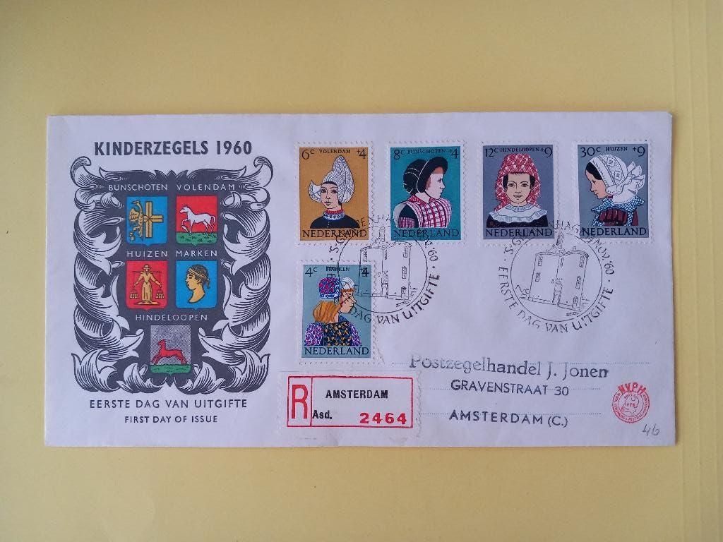 1960 Kinderzegels FDC E46 met open klep e1, Postzegels en Munten, Verzenden, Beschreven, Nederland