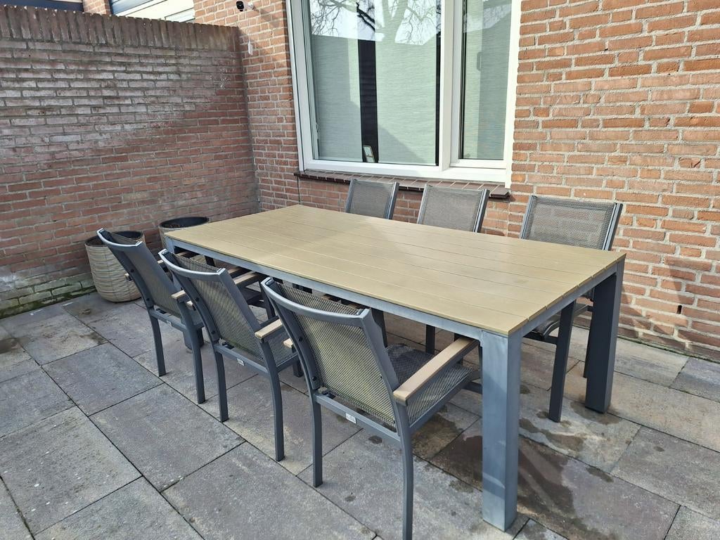 Bois le Duc tuinset met 6 stoelen, Tuin en Terras, Tuinsets en Loungesets, Ophalen, Overige materialen, Gebruikt, 6 zitplaatsen