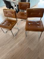 3 Buisframe slede stoelen - opnieuw te bekleden, Ophalen, Gebruikt, Metaal, Retro