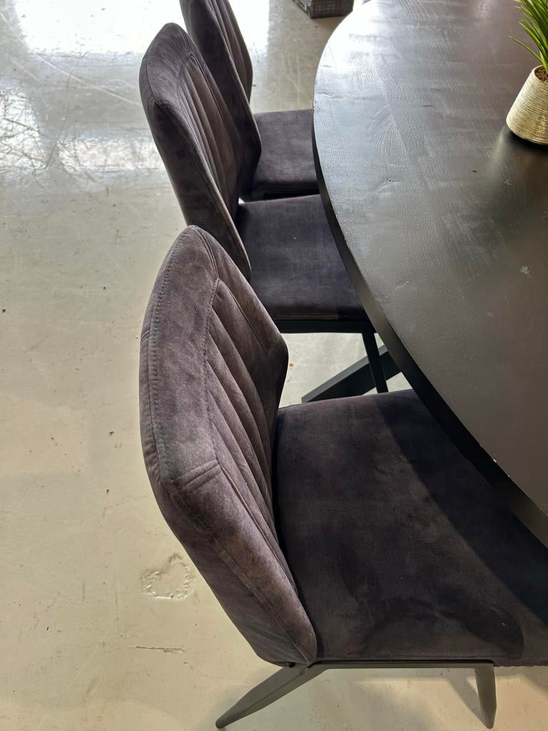 Schitterende ovale tafel met 6 velvet stoelen, ., ., Eikenhout, Zo goed als nieuw