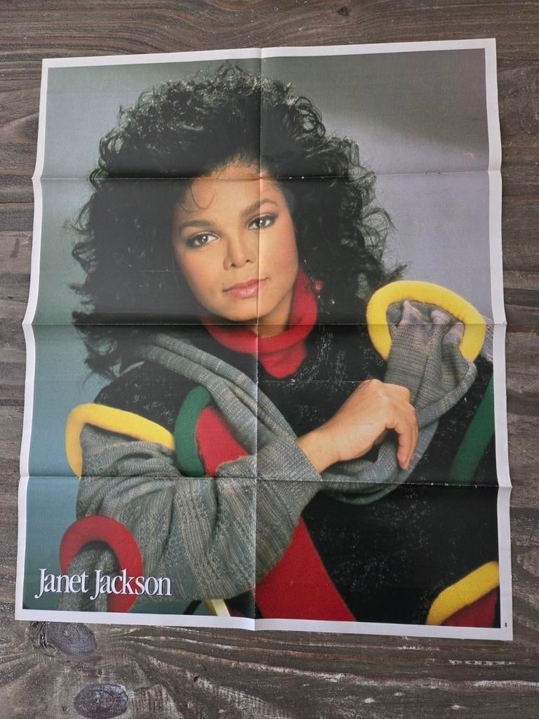 Jaren 80 Poster van zangeres Janet Jackson, Ophalen of Verzenden, Poster, Plaatje of Sticker