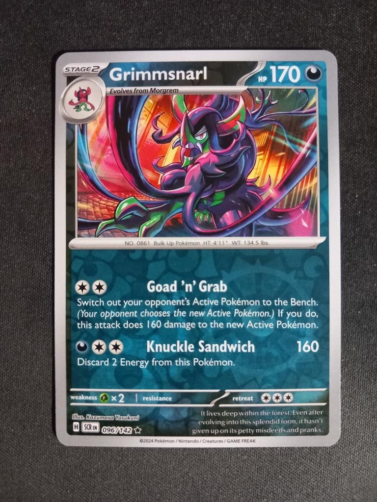 Pokemon Grimmsnarl 096/142 Stellar Crown Reverse NM, Verzenden, Zo goed als nieuw, Losse kaart, Foil