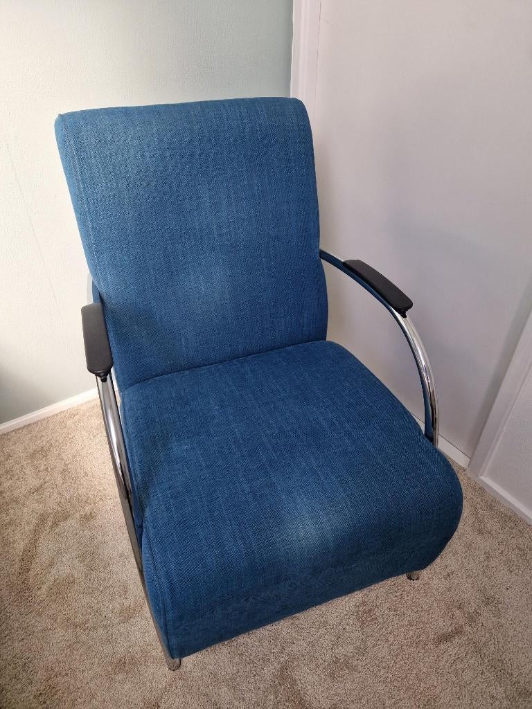 Fauteuil Petrol - Blauw Pronto Wonen, Huis en Inrichting, Fauteuils, Ophalen, 75 tot 100 cm, Zo goed als nieuw, Stof