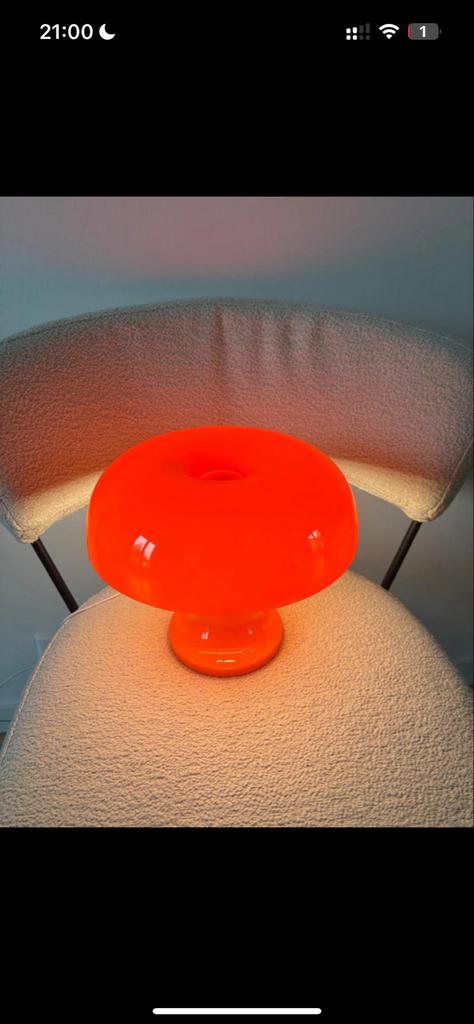Oranje paddestoel tafellamp - Vintage design, Ophalen of Verzenden, Nieuw, Kunststof, Minder dan 50 cm