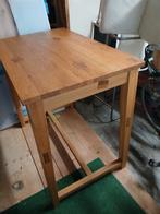 Statafel / Bartafel met 4 witte leren barstoelen, Ophalen, Gebruikt