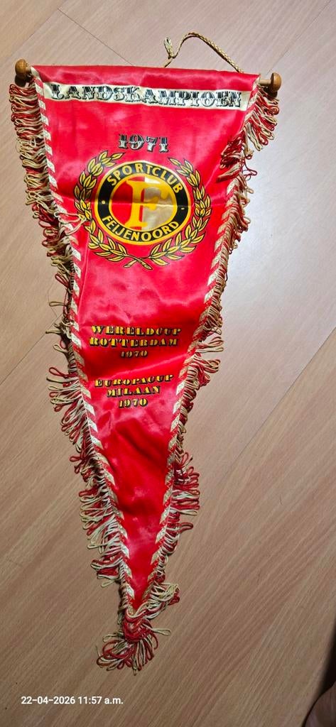 Feyenoord Vaantje Landskampioen 1971 Wereldbeker 1970, Verzamelen, Ophalen of Verzenden, Gebruikt, Feyenoord, Vaantje of Sjaal