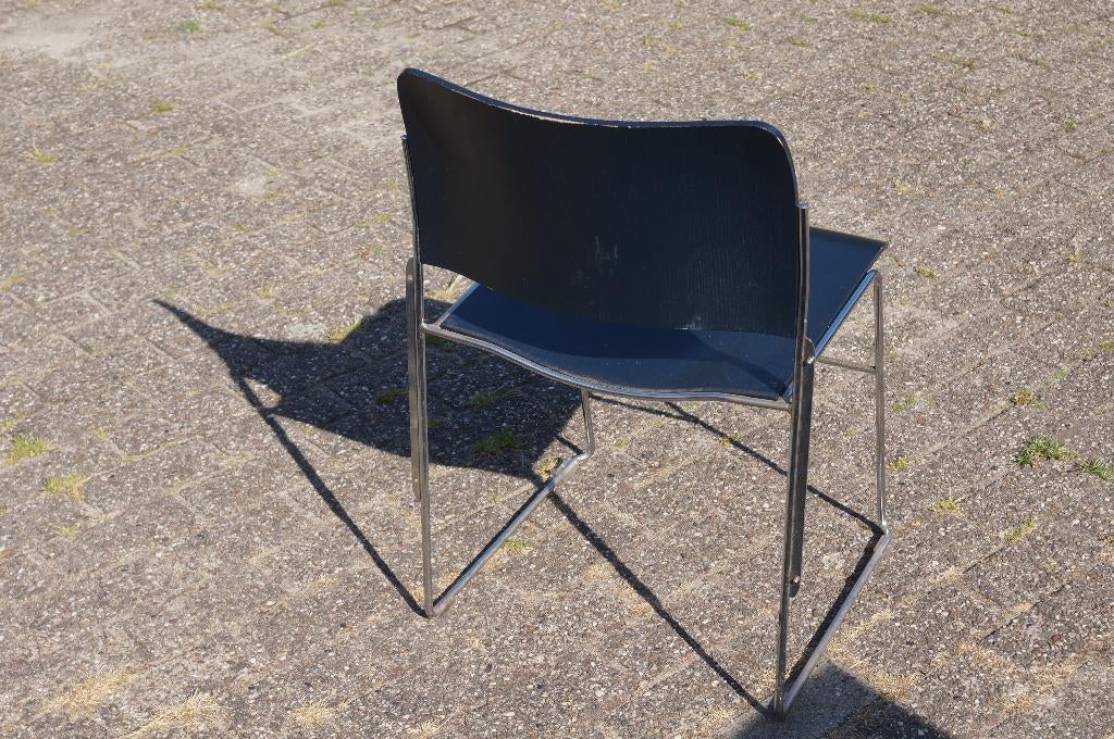 howe 40/4  6 stuks houten zitting, Huis en Inrichting, Stoelen, Ophalen, Gebruikt, Blauw, On