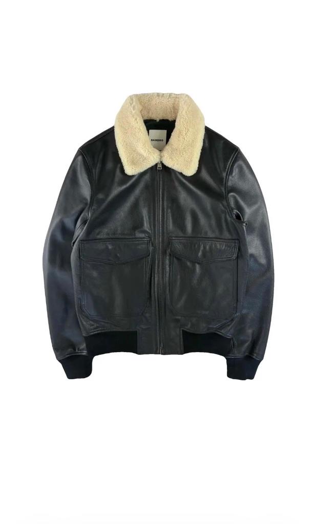 Originele Sandro leren jas, Maat 48/50 (M), Zwart, Nieuw, Ophalen of Verzenden