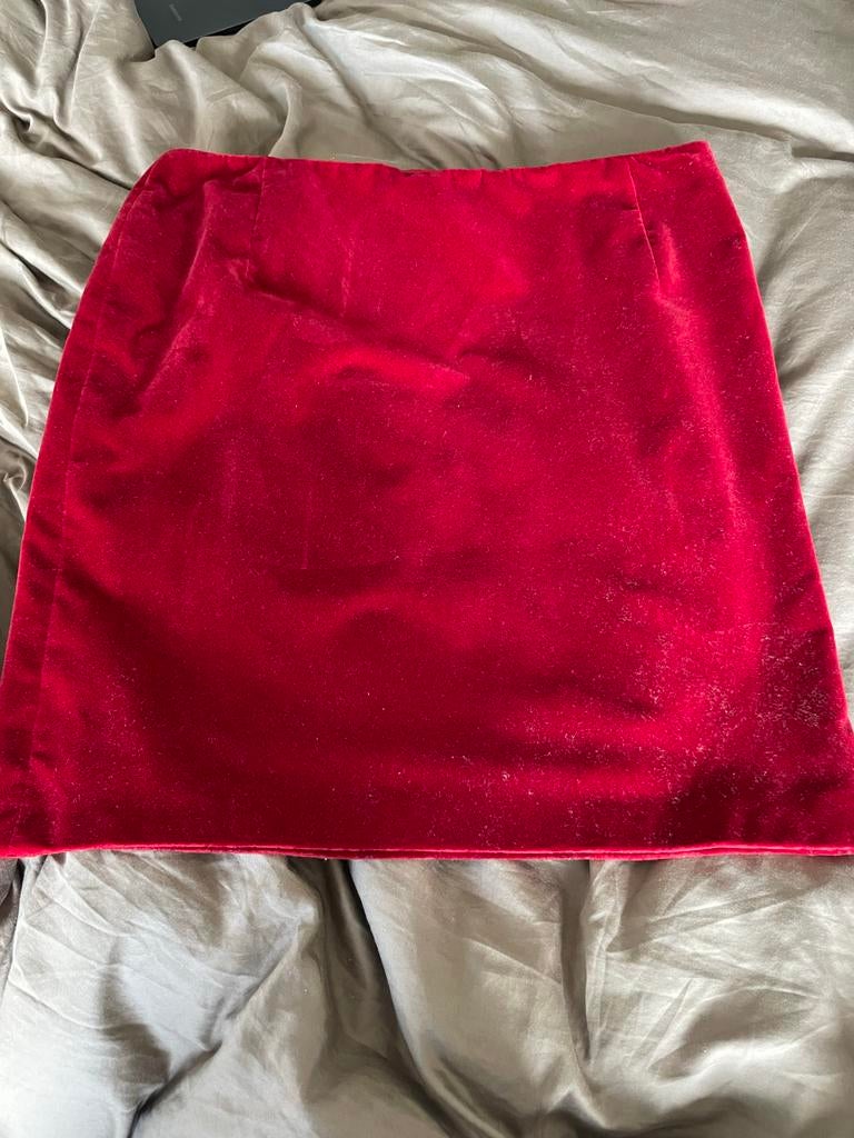 Claudia Sträter Rode Fluweel Minirok Maat 44, Kleding | Dames, Rokken, Zo goed als nieuw, Maat 42/44 (L), Rood, Boven de knie