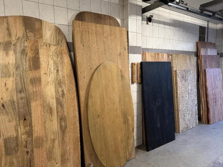 Tafelblad tafel blad ovaal rond recht mangohout acacia, Huis en Inrichting, Tafels | Eettafels, Nieuw, 50 tot 100 cm, 200 cm of meer