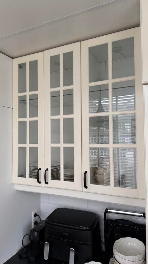 Ikea BODBYN vitrinekast ecru 100x100, Ophalen, Gebruikt, Binnendeur, Minder dan 200 cm
