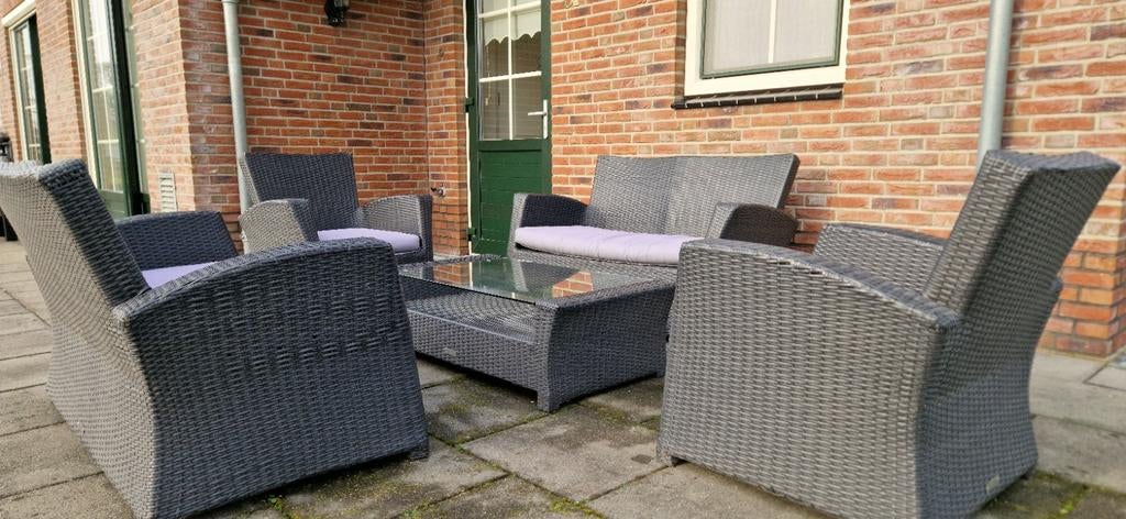 Loungeset met kussens, Tuin en Terras, Tuinsets en Loungesets, Ophalen, Gebruikt, Kunststof