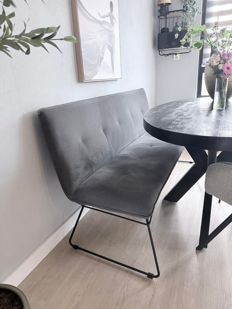 Eetkamerbank Grijs model EVA 180 cm, Huis en Inrichting, Stoelen, Ophalen, Zo goed als nieuw, Grijs