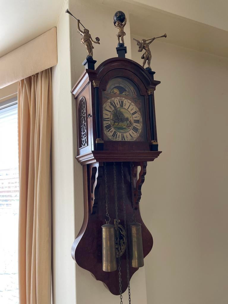 Antieke klok met messing details, Ophalen of Verzenden