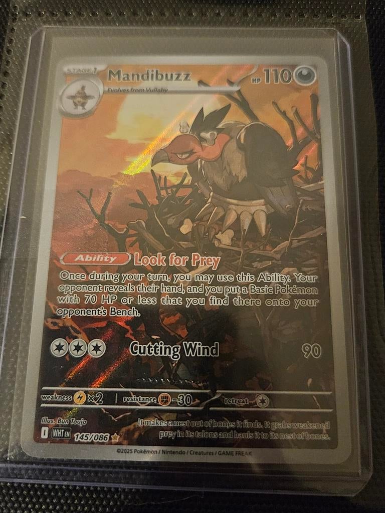 Pokemon Mandibuzz 145/086 White Flare, Ophalen of Verzenden, Zo goed als nieuw, Losse kaart, Foil