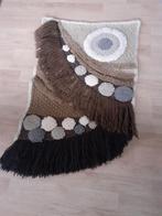 wandkleed wol jaren 70 design bruin grijs retro 80 x 52 cm, Huis en Inrichting, Stoffering | Tapijten en Kleden, Gebruikt, 50 tot 100 cm