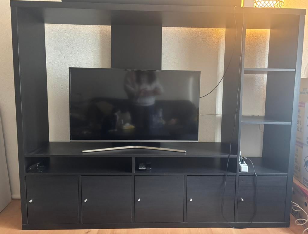 Ikea tv meubel, zwart, Huis en Inrichting, Kasten | Televisiemeubels, Ophalen, 100 tot 150 cm, 150 tot 200 cm, Zo goed als nieuw