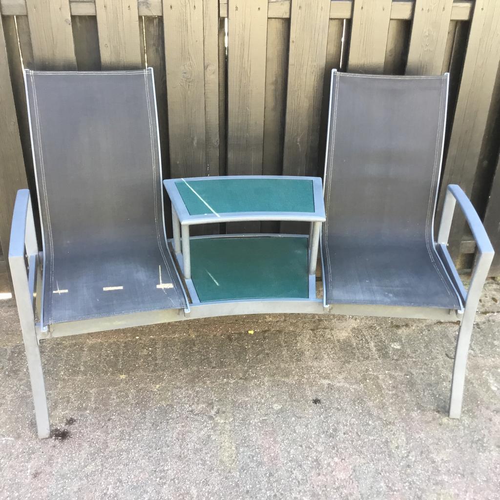 Tete-a-tete aluminium tuinbank, Tuin en Terras, Tuinbanken, Ophalen, Gebruikt, Metaal