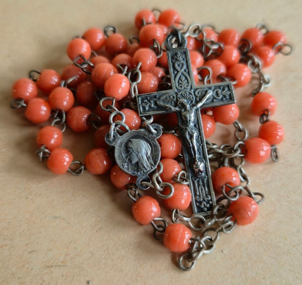 79-53 prachtige Maria glas rozenkrans, Verzamelen, Ophalen of Verzenden, Beeld(je)