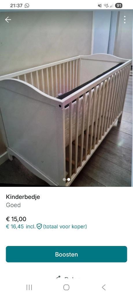 Wit ledikantje, Kinderen en Baby's, Babywiegjes en Ledikanten, Ophalen, Gebruikt, Ledikant