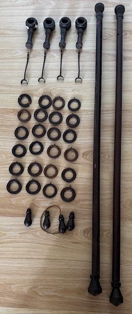Unieke Antieke Gordijnroede 2 stuks hout (compleet), Antiek en Kunst, Antiek | Woonaccessoires, Ophalen