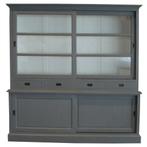 Buffet/vitrinekasten kleur GRIJS landelijke laagste prijs, 200 cm of meer, Glas, 25 tot 50 cm, Verzenden