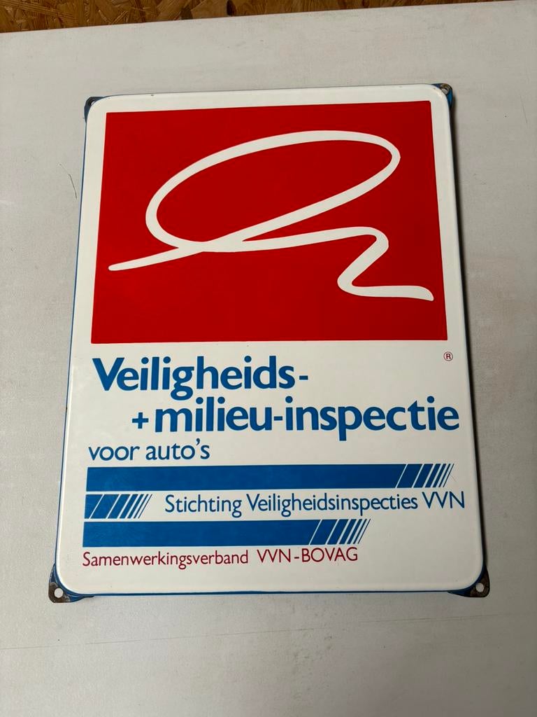 Emaille bord Bovag veiligheid en milieu, Ophalen of Verzenden, Zo goed als nieuw, Reclamebord