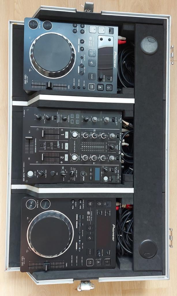 Pioneer dj-set: 2x CDJ-350 + DJM-450 inc flightcase., Muziek en Instrumenten, Dj-sets en Draaitafels, Ophalen, Gebruikt, Dj-set