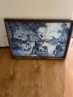 Decoratief dienblad met zes Delfts blauwe tegels, Ophalen, Gebruikt, Rechthoekig, Hout