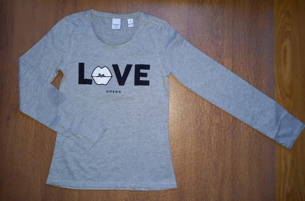 ZGAN!!  Grijze longsleeve van NIK&NIK maat 176, Kinderen en Baby's, Kinderkleding | Maat 176, Meisje, Nik&Nik, Ophalen of Verzenden