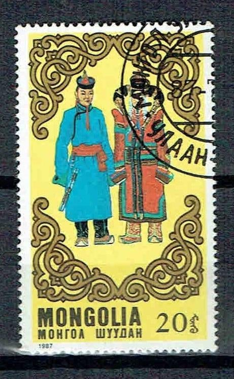 Mongolie 1987 Klederdrachten, Verzenden, Gestempeld, Overige thema's