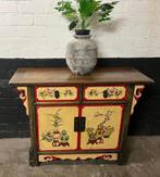 Chinees handbeschilderd altaar kastje 2 lades chinese, Verburgt Vintage, Gebruikt, 100 tot 150 cm, 1 of 2 laden