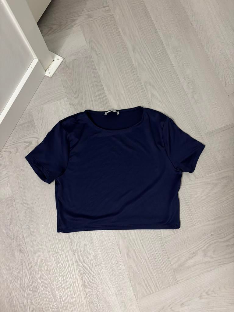 Leuk cropped shirt mt M, Kleding | Dames, T-shirts, Maat 38/40 (M), Blauw, Ophalen of Verzenden, Zo goed als nieuw