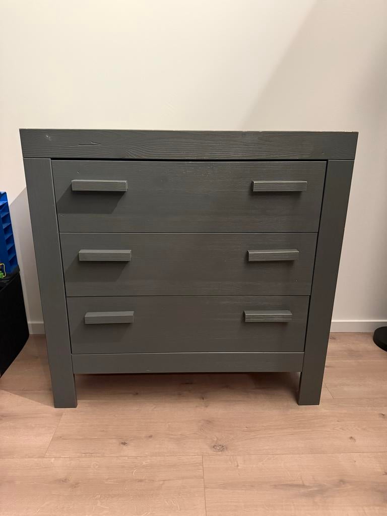 Woood Dennis Grijze ladekast met 3 laden, Gebruikt, 3 of 4 laden, Minder dan 100 cm, 25 tot 50 cm