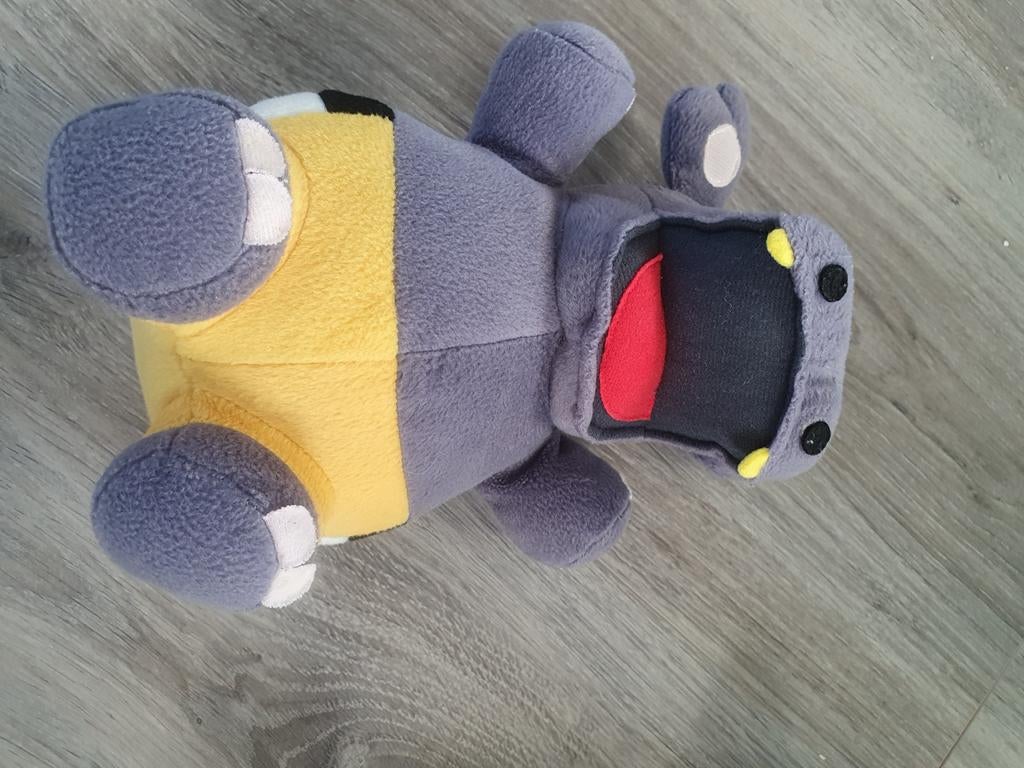 Knuffel nijlpaard grijs met geel, Ophalen of Verzenden, Gebruikt, Overige typen