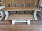 Landelijke Brocante Kloostertafel eettafel Amanda € 499.-, 200 cm of meer, Ophalen of Verzenden, Zo goed als nieuw, 25 tot 50 cm
