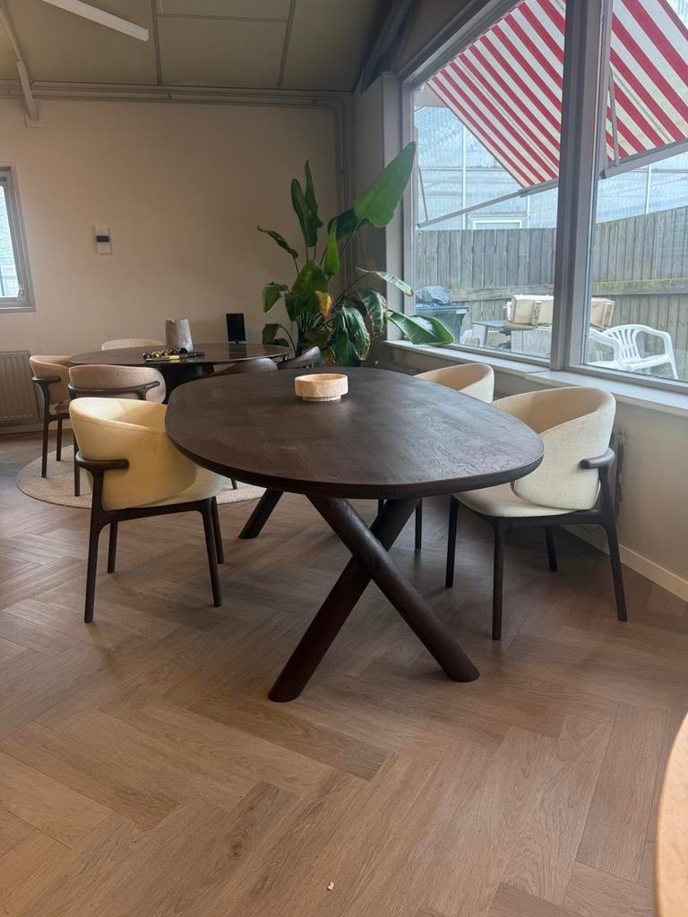 Design tafel mono oak - nieuw! 220x110 - massief, Huis en Inrichting, Tafels | Eettafels, Ophalen of Verzenden, Nieuw, Rechthoekig
