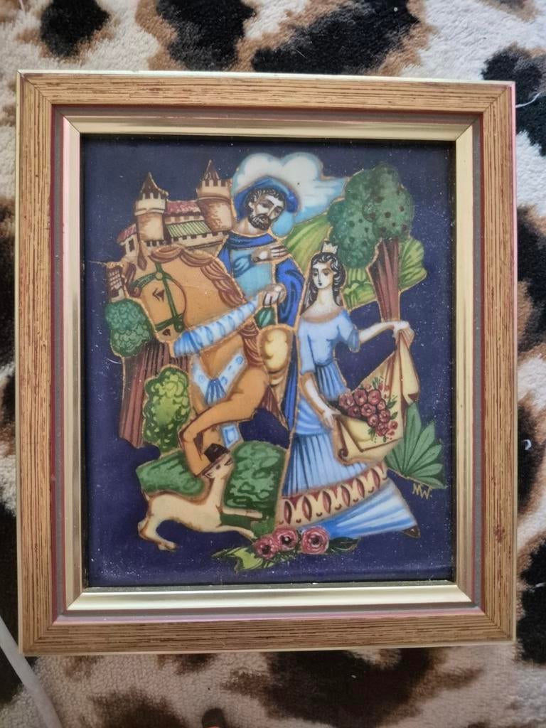 Vintage Tegeltableau met Lijst, Ophalen of Verzenden