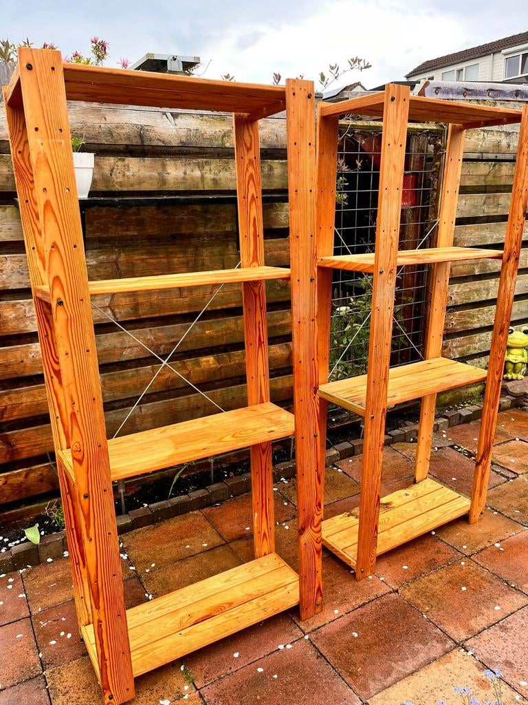 Houten plantenrekken / opbergrekken (2 stuks), Ophalen of Verzenden, Gebruikt