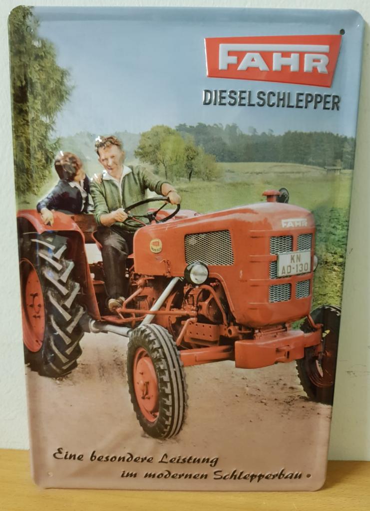 Fahr Dieselschlepper tractor relief reclamebord van metaal, Reclamebord, Info@deconoord.nl, Deco Noord, Nieuw