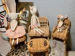 Vintage retro rotan rieten meubelset 2x stoelen tafel bank, Ophalen of Verzenden, Zo goed als nieuw, Poppenhuis