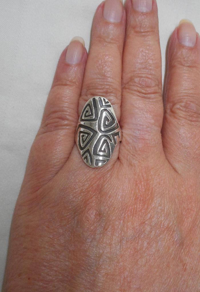 Zilveren modernist ring maat 17.5 nr.863, Sieraden, Tassen en Uiterlijk, Ringen, Zo goed als nieuw, Dame, 17 tot 18, Zilver, Zilver